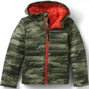 Toddler Boys Lands End Insulated Thermoplume Hooded Packable Jacket Camo XXS 2-3